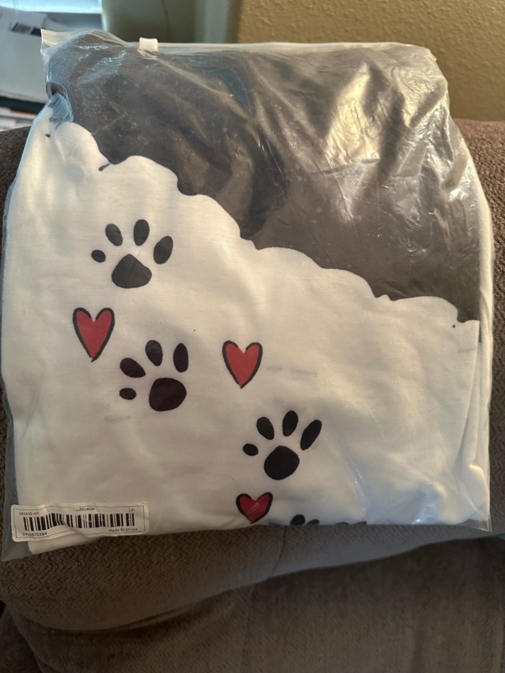 Black & White Paw Print hoodie with Red Heart Accents